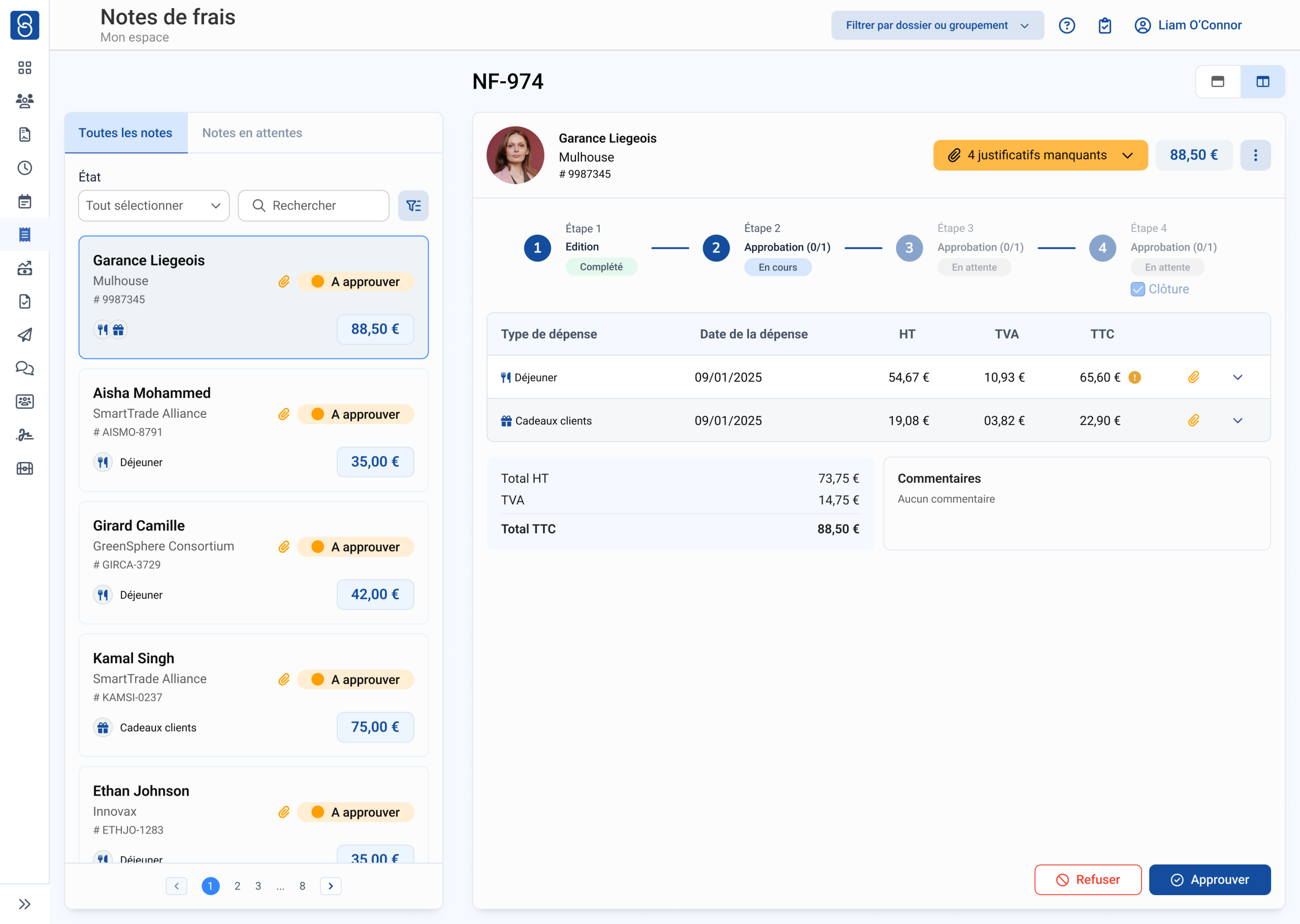 Module Notes de frais du logiciel SIRH Staff & Go