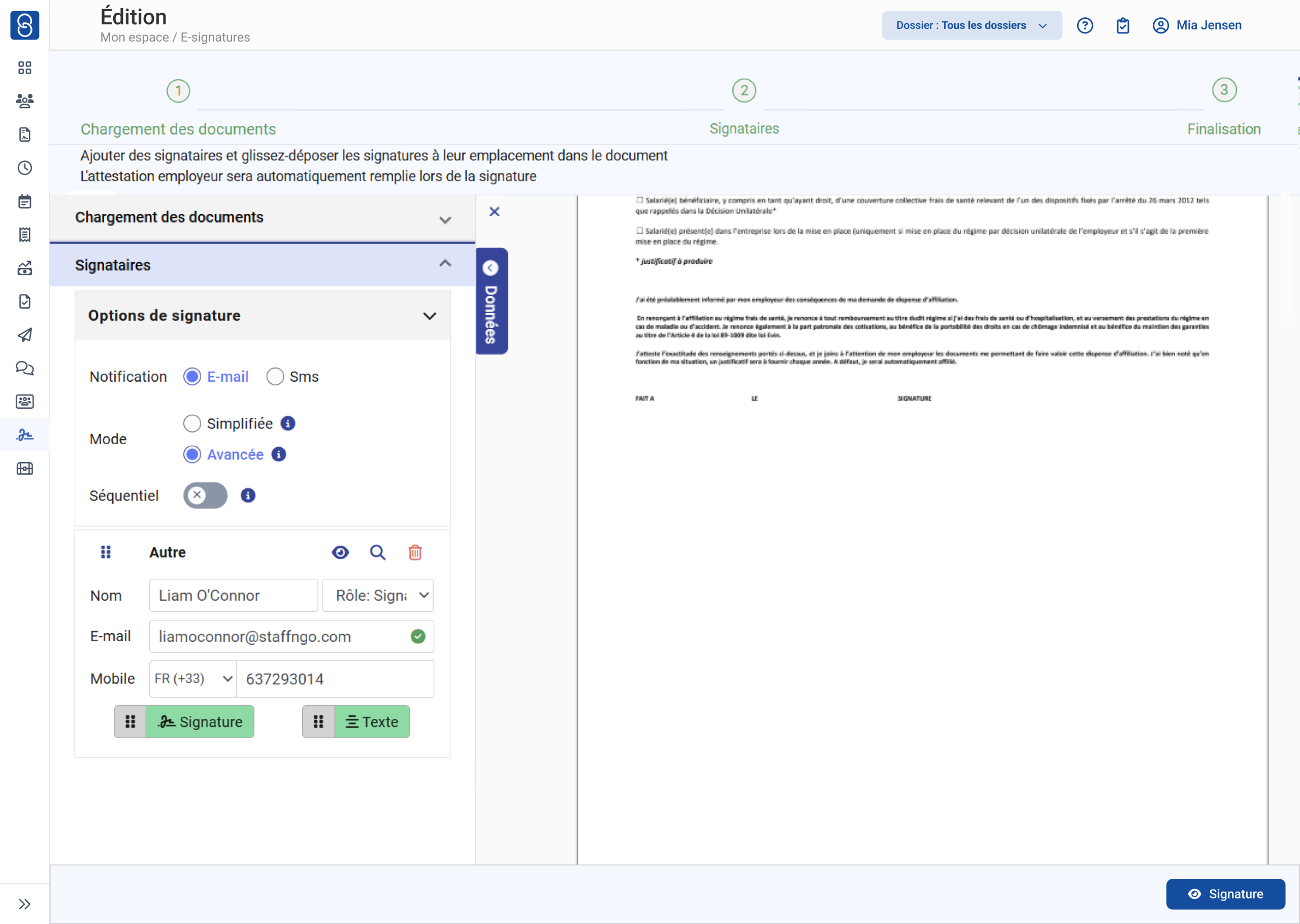 Module Signature électronique du logiciel SIRH Staff & Go