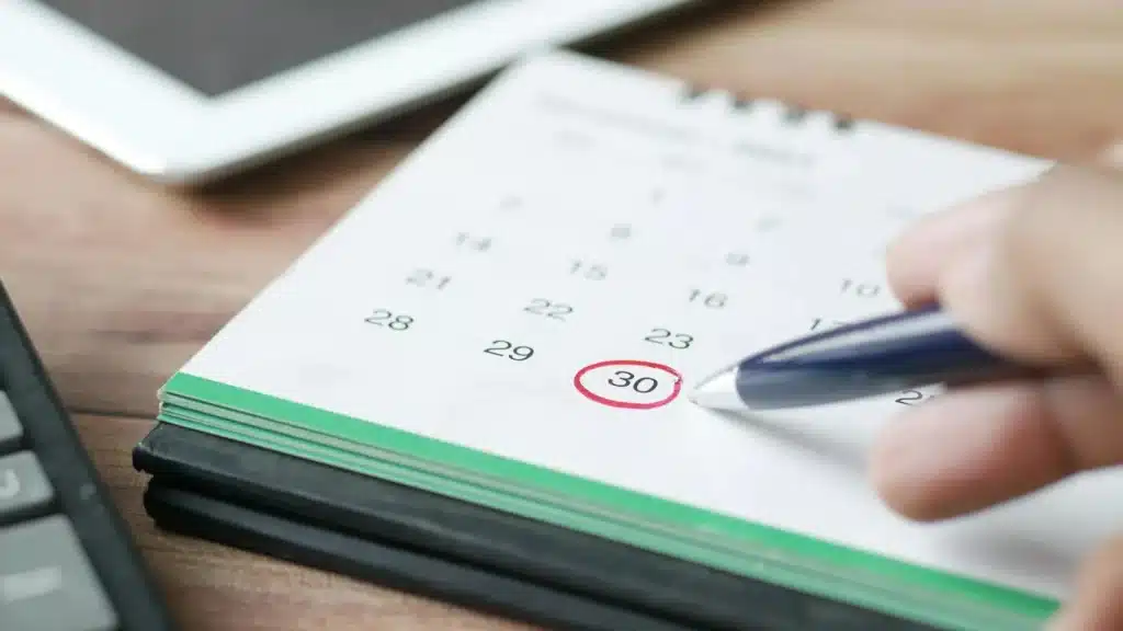 calendrier forfait jours